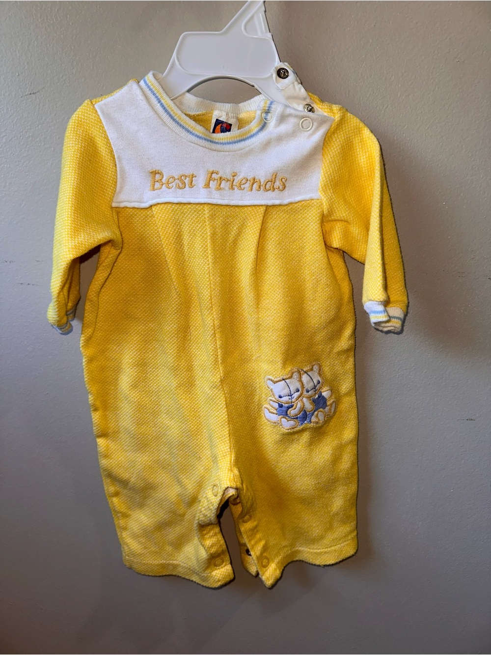 Carter's Yellow Baby One-Piece Footie with 'Best Friends' Embroidery